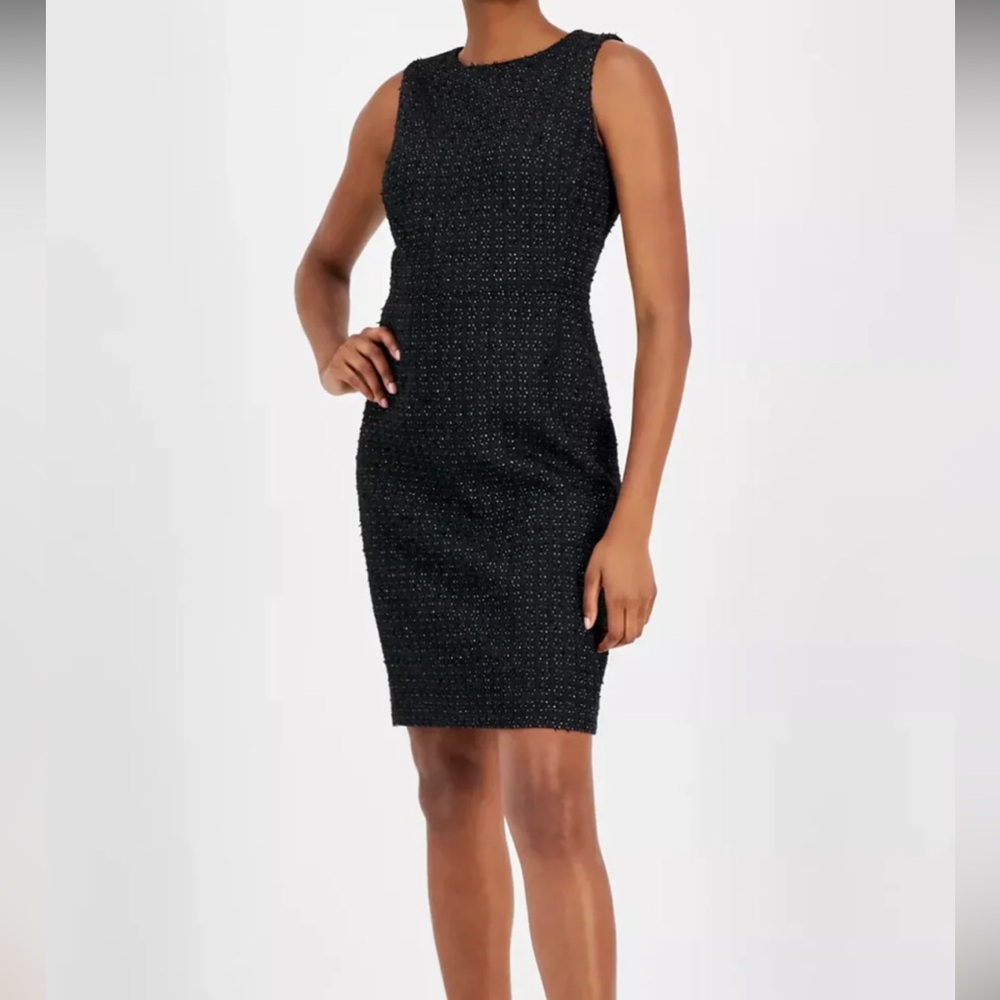 Anne Klein Black Tweed Sheath Dress